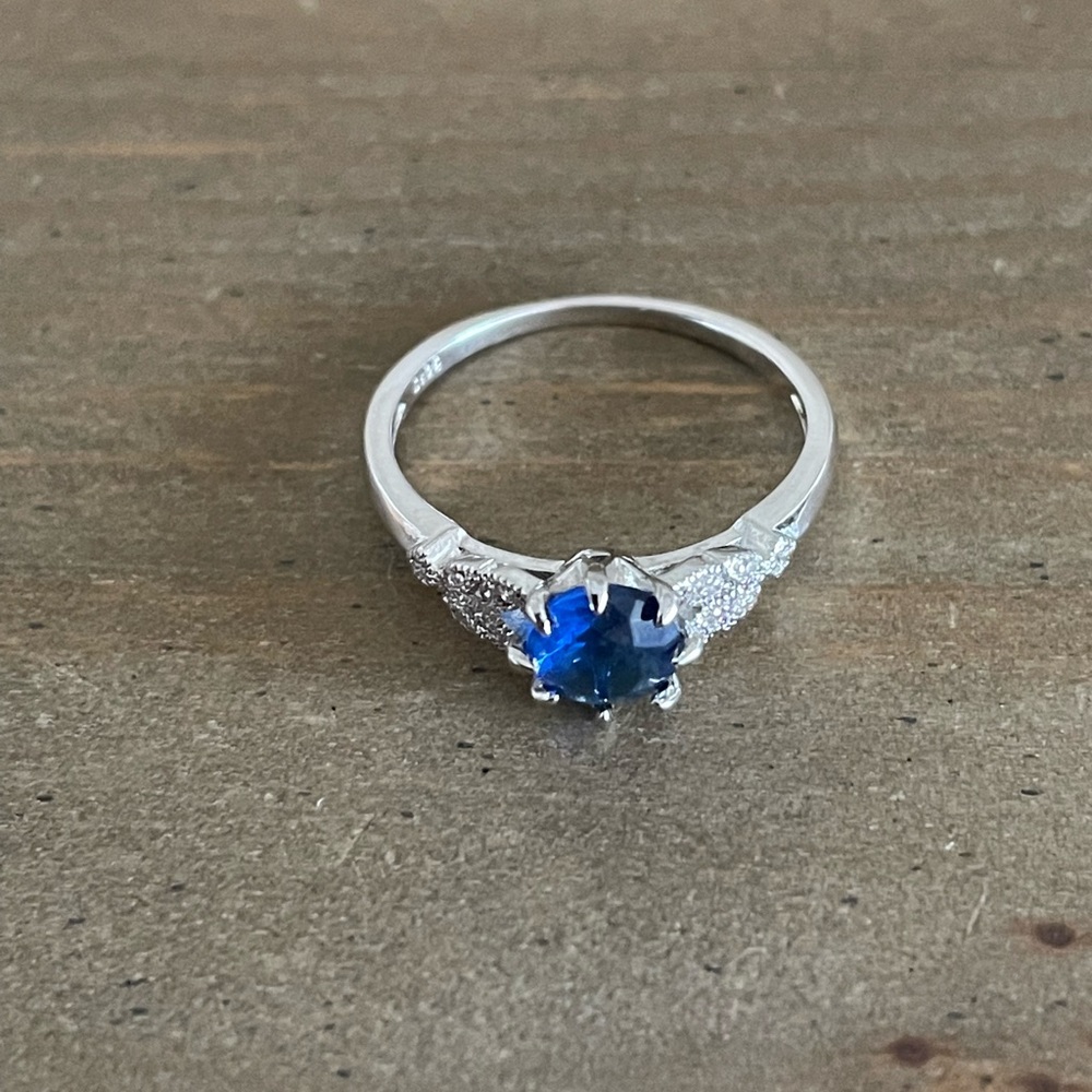 NWOT Sterling silver/ simulated sapphire ring